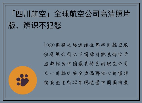 「四川航空」全球航空公司高清照片版，辨识不犯愁