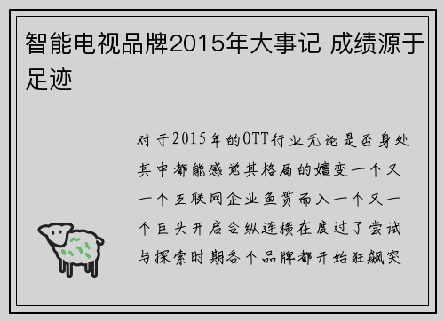 智能电视品牌2015年大事记 成绩源于足迹