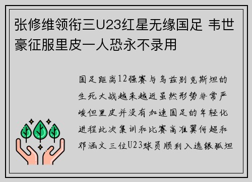 张修维领衔三U23红星无缘国足 韦世豪征服里皮一人恐永不录用